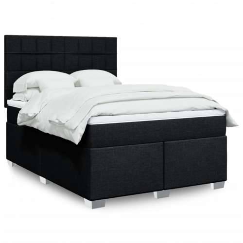 Krevet s oprugama i madracem crni 140x200 cm od tkanine - Crna 140 x 200 cm Blok s kvadratima Cijena