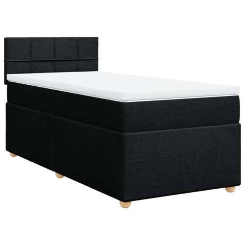 Krevet s oprugama i madracem crni 90x200 cm od tkanine - Crna 90 x 200 cm Blok s kvadratima Cijena