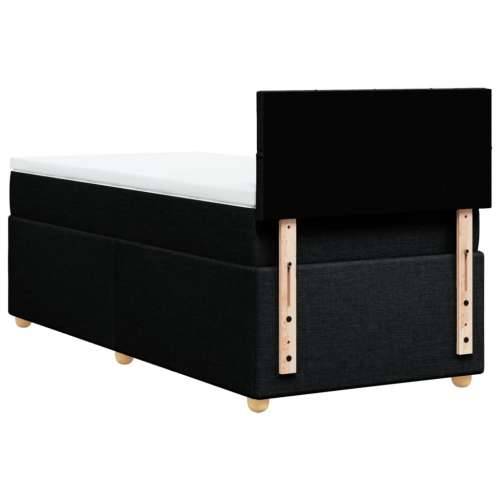 Krevet s oprugama i madracem crni 90x200 cm od tkanine - Crna 90 x 200 cm Blok s kvadratima Cijena