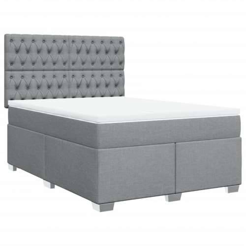 Krevet box spring s madracem svjetlosivi 140x200 cm od tkanine - Svjetlosiva 140 x 200 cm Dizajn s gumbima Cijena