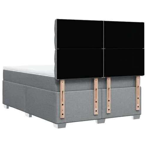 Krevet box spring s madracem svjetlosivi 140x200 cm od tkanine - Svjetlosiva 140 x 200 cm Dizajn s gumbima Cijena