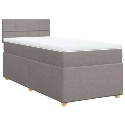 Krevet s oprugama i madracem smeđesivi 90x200 cm od tkanine - Sivo-smeđa 90 x 200 cm Blok s kvadratima Cijena