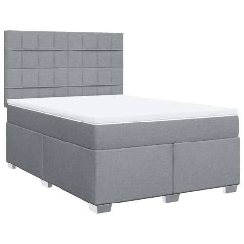 Krevet box spring s madracem svjetlosiva 160x200 cm tkanina - Svjetlosiva 160 x 200 cm Blok s kvadratima Cijena