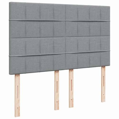 Krevet box spring s madracem svjetlosiva 160x200 cm tkanina - Svjetlosiva 160 x 200 cm Blok s kvadratima Cijena