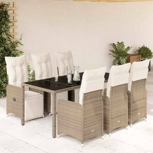 7-dijelni vrtni bistro set od poliratana s jastucima smeđi - 190 x 90 x 75 cm 6 Cijena