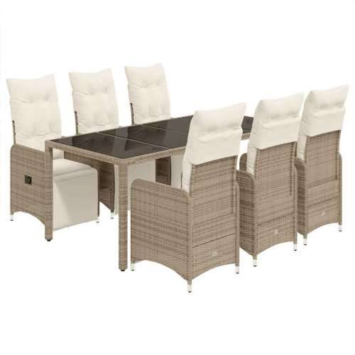7-dijelni vrtni bistro set od poliratana s jastucima smeđi - 190 x 90 x 75 cm 6 Cijena