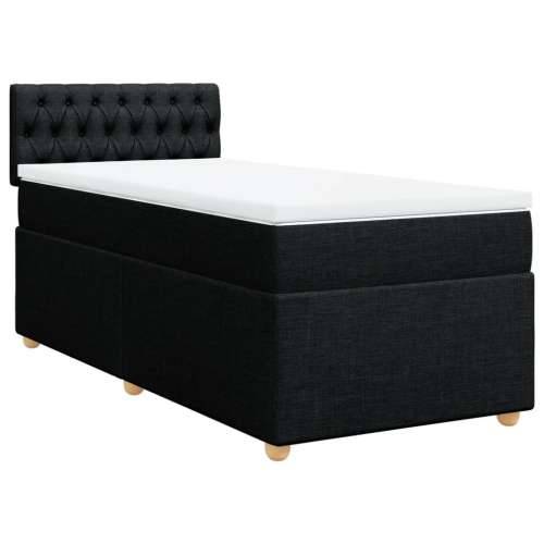 Krevet s oprugama i madracem crni 100 x 200 cm od tkanine - Crna 100 x 200 cm Dizajn s gumbima Cijena