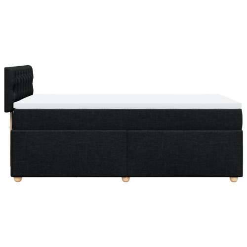 Krevet s oprugama i madracem crni 100 x 200 cm od tkanine - Crna 100 x 200 cm Dizajn s gumbima Cijena