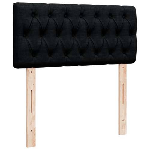 Krevet s oprugama i madracem crni 100 x 200 cm od tkanine - Crna 100 x 200 cm Dizajn s gumbima Cijena