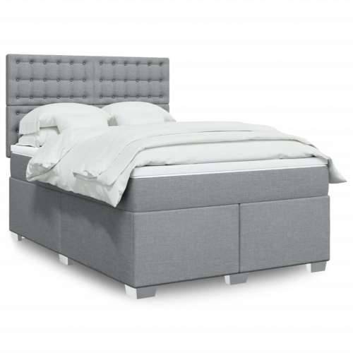 Krevet box spring s madracem svjetlosiva 160x200 cm tkanina - Svjetlosiva 160 x 200 cm gumbi Cijena