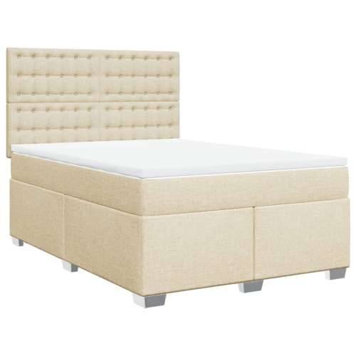 Krevet s oprugama i madracem krem 160x200 cm od tkanine - Krema 160 x 200 cm gumbi Cijena