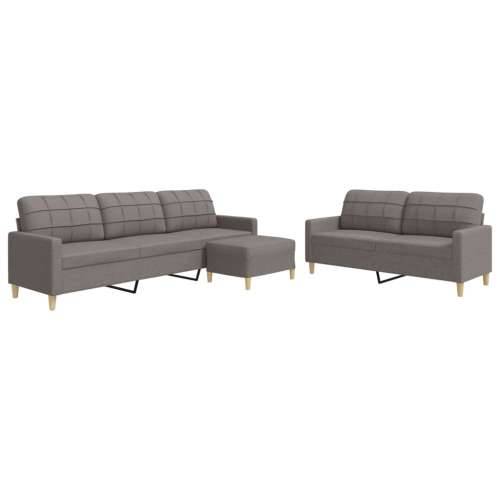 3-dijelni set sofa s tabureom smeđesivi od tkanine - Sivo-smeđa S osloncem za noge Cijena