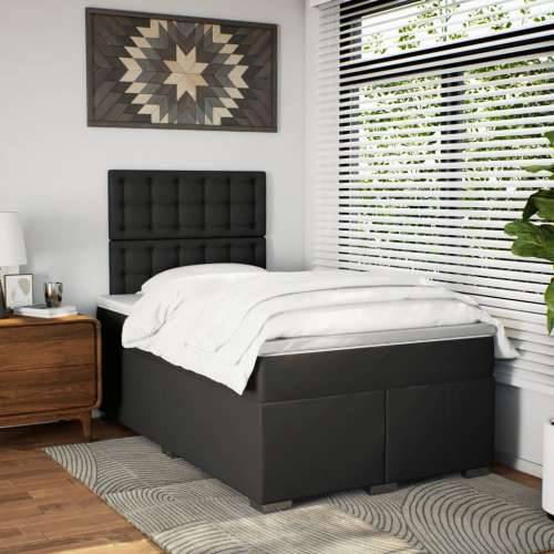 Krevet s oprugama i madracem crni 120x190 cm od umjetne kože - Crna 120 x 190 cm gumbi Cijena