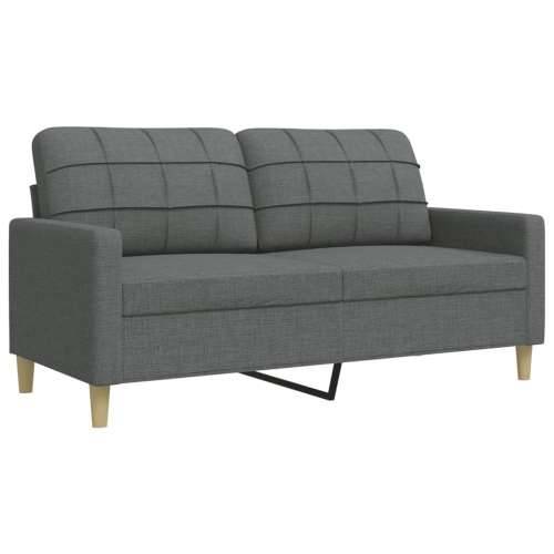 2-dijelni set sofa s ukrasnim jastucima tamnosivi od tkanine - Tamno siva s jastučićima Cijena