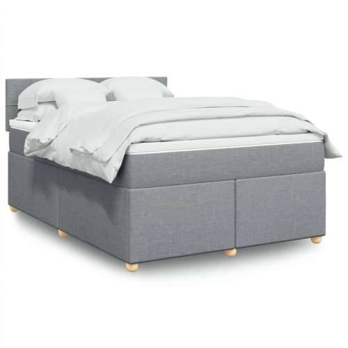 Krevet s oprugama i madracem svjetlosivi 140x190 cm od tkanine - Svjetlosiva 140 x 190 cm Blok s kvadratima Cijena