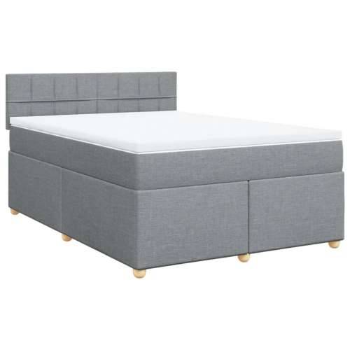 Krevet s oprugama i madracem svjetlosivi 140x190 cm od tkanine - Svjetlosiva 140 x 190 cm Blok s kvadratima Cijena