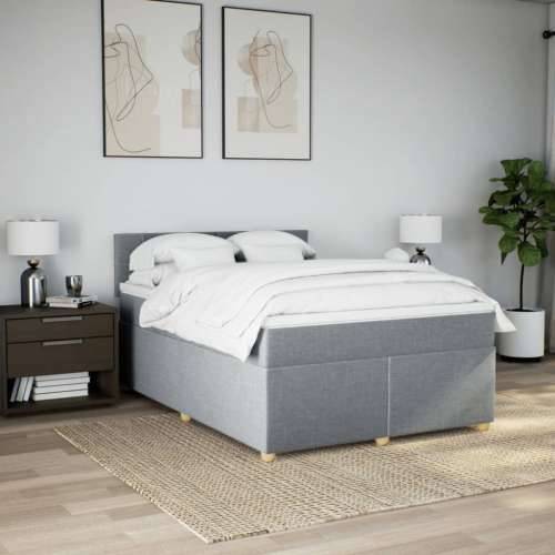 Krevet s oprugama i madracem svjetlosivi 140x190 cm od tkanine - Svjetlosiva 140 x 190 cm Blok s kvadratima Cijena
