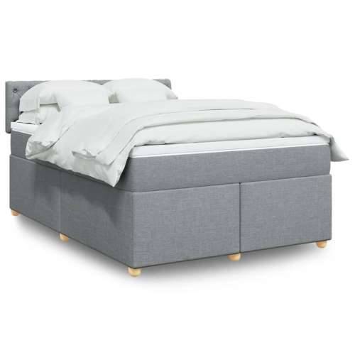 Krevet s oprugama i madracem svjetlosivi 140x190 cm od tkanine Svjetlosiva 140 x 190 cm Dizajn s gumbima Cijena
