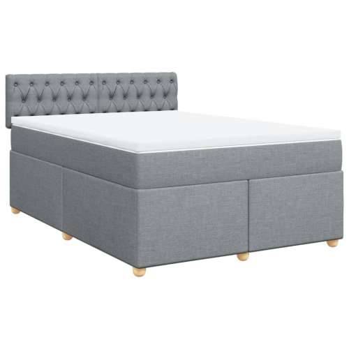 Krevet s oprugama i madracem svjetlosivi 140x190 cm od tkanine Svjetlosiva 140 x 190 cm Dizajn s gumbima Cijena