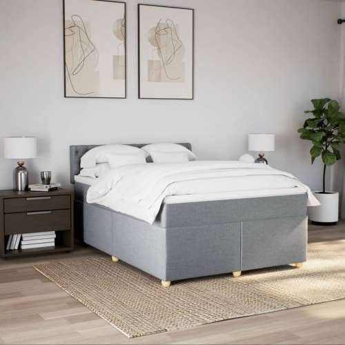 Krevet s oprugama i madracem svjetlosivi 140x190 cm od tkanine Svjetlosiva 140 x 190 cm Dizajn s gumbima Cijena