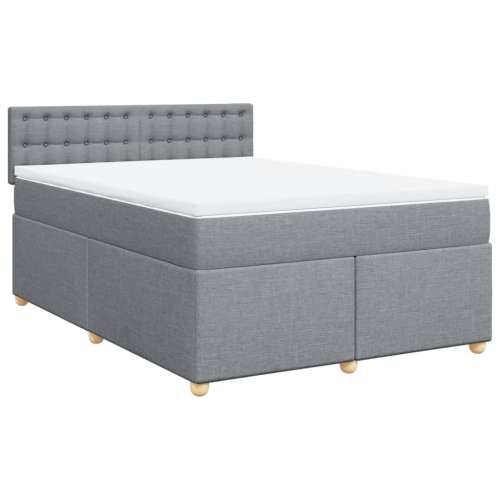 Krevet s oprugama i madracem svjetlosivi 140x190 cm od tkanine - Svjetlosiva 140 x 190 cm gumbi Cijena