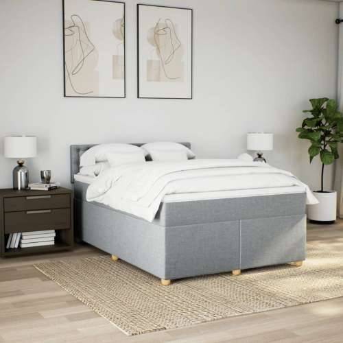Krevet s oprugama i madracem svjetlosivi 140x190 cm od tkanine - Svjetlosiva 140 x 190 cm gumbi Cijena