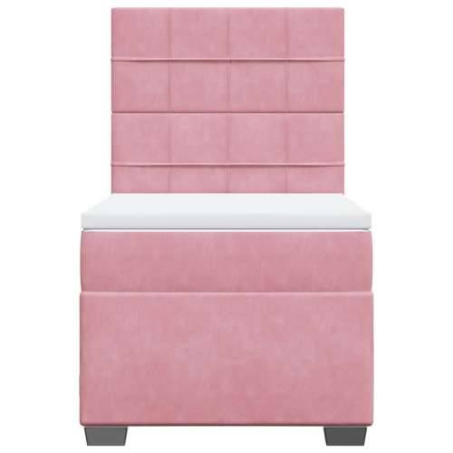 Box spring krevet s madracem ružičasti 80 x 200 cm baršunasti - Ružičasta 80 x 200 cm Blok s kvadratima Cijena