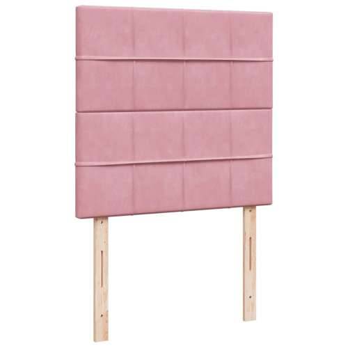 Box spring krevet s madracem ružičasti 80 x 200 cm baršunasti - Ružičasta 80 x 200 cm Blok s kvadratima Cijena