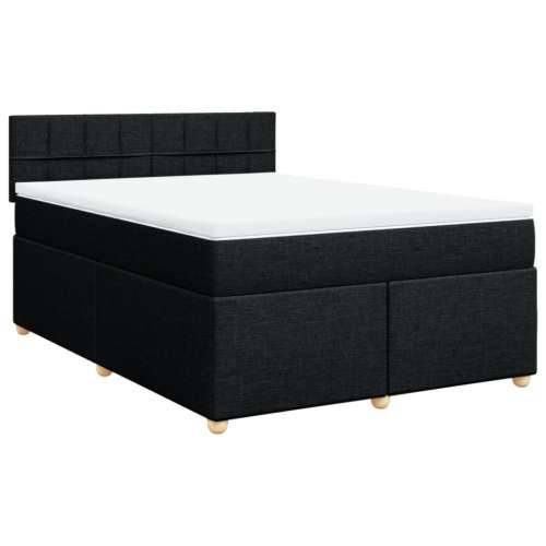 Krevet s oprugama i madracem crni 140x200 cm od tkanine - Crna 140 x 200 cm Blok s kvadratima Cijena