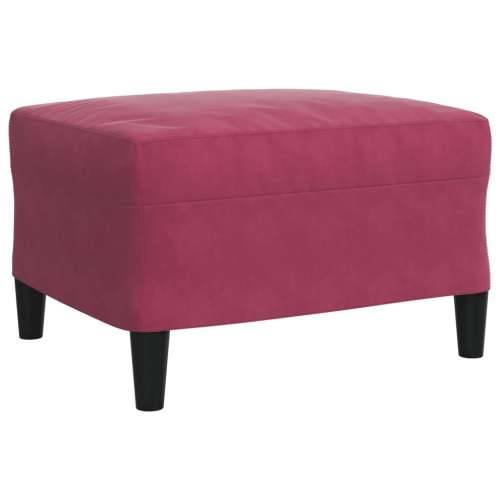 3-dijelni set sofa s jastucima crvena boja vina baršunasti - boja crnog vina S osloncem za noge Cijena