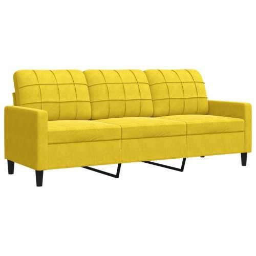 3-dijelni set sofa s jastucima žuti baršunasti - Žuta S osloncem za noge Cijena