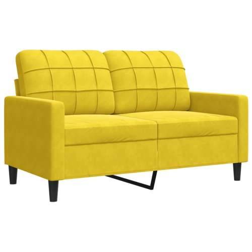 3-dijelni set sofa s jastucima žuti baršunasti - Žuta S osloncem za noge Cijena