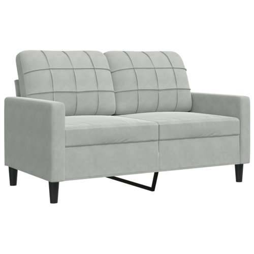 2-dijelni set sofa s jastucima svjetlosivi baršunasti - Svjetlosiva s jastučićima Cijena