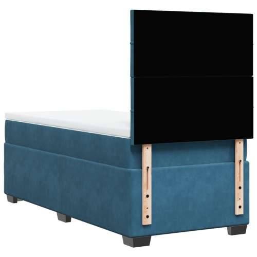 Box spring krevet s madracem plavi 90x200 cm baršunasti - Plava 90 x 200 cm Blok s kvadratima Cijena