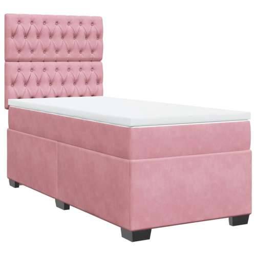 Box spring krevet s madracem ružičasti 90x200 cm baršunasti - Ružičasta 90 x 200 cm Dizajn s gumbima Cijena