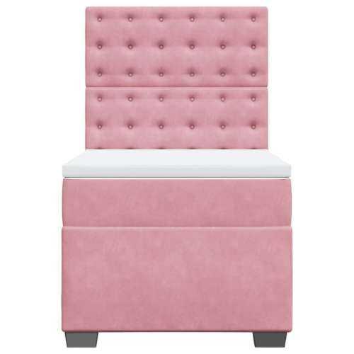 Box spring krevet s madracem ružičasti 90x200 cm baršunasti - Ružičasta 90 x 200 cm Dizajn s gumbima Cijena