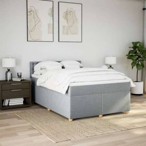Krevet box spring s madracem svjetlosiva 160x200 cm tkanina - Svjetlosiva 160 x 200 cm gumbi Cijena