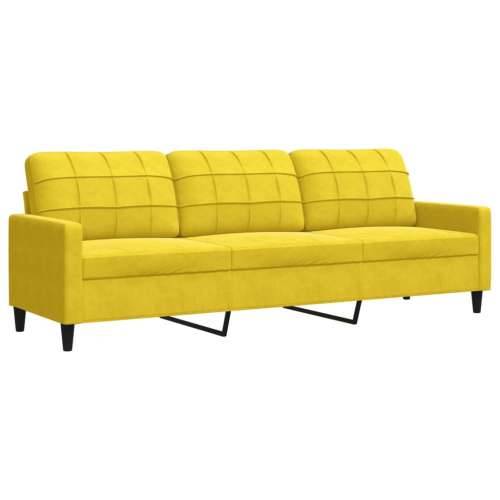 4-dijelni set sofa s jastucima žuti baršunasti - Žuta S osloncem za noge Cijena