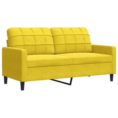 4-dijelni set sofa s jastucima žuti baršunasti - Žuta S osloncem za noge Cijena