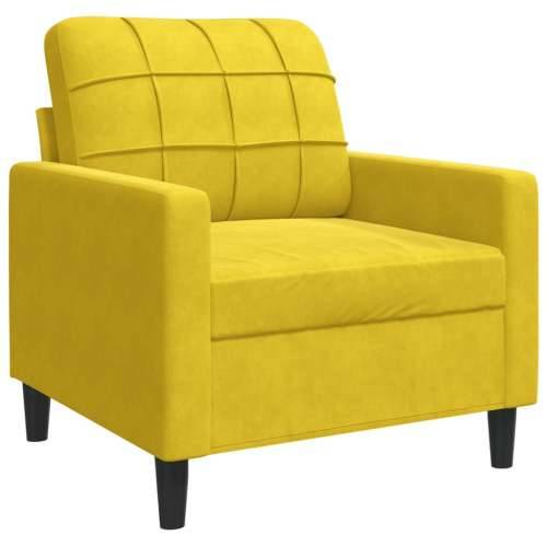4-dijelni set sofa s jastucima žuti baršunasti - Žuta S osloncem za noge Cijena