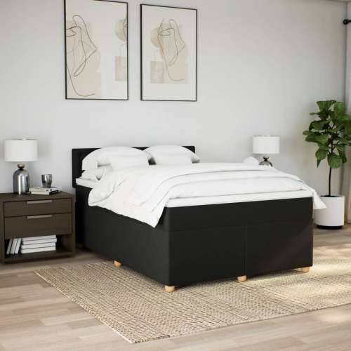 Krevet s oprugama i madracem crni 160x200 cm od tkanine - Crna 160 x 200 cm gumbi Cijena