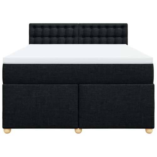 Krevet s oprugama i madracem crni 160x200 cm od tkanine - Crna 160 x 200 cm gumbi Cijena