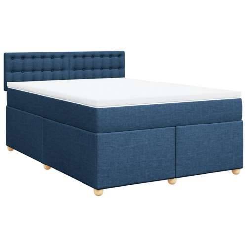 Krevet s oprugama i madracem plavi 160x200 cm od tkanine - Plava 160 x 200 cm gumbi Cijena