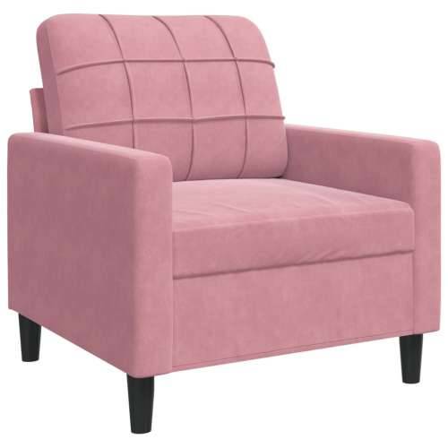 4-dijelni set sofa s jastucima ružičasti baršunasti - Ružičasta s jastucima i tabureom Cijena
