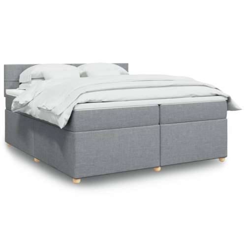 Krevet s oprugama i madracem svjetlosivi 200 x 200cm od tkanine - Svjetlosiva 200 x 200 cm Blok s kvadratima Cijena