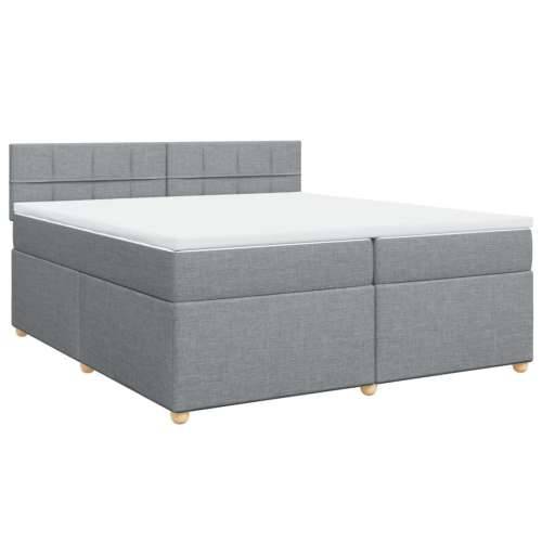 Krevet s oprugama i madracem svjetlosivi 200 x 200cm od tkanine - Svjetlosiva 200 x 200 cm Blok s kvadratima Cijena