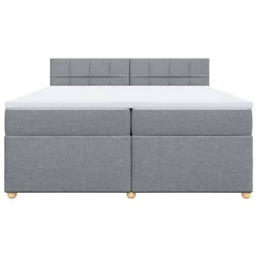 Krevet s oprugama i madracem svjetlosivi 200 x 200cm od tkanine - Svjetlosiva 200 x 200 cm Blok s kvadratima Cijena