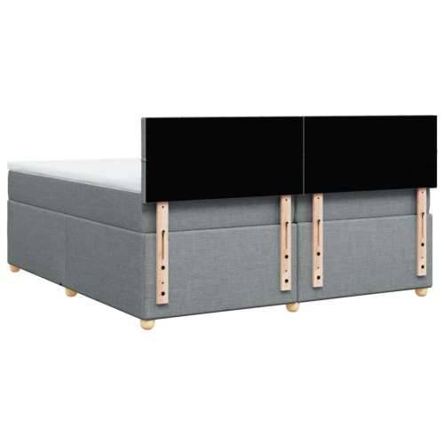Krevet s oprugama i madracem svjetlosivi 200 x 200cm od tkanine - Svjetlosiva 200 x 200 cm Blok s kvadratima Cijena