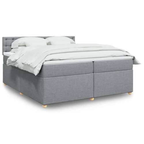 Krevet s oprugama i madracem svjetlosivi 200 x 200cm od tkanine - Svjetlosiva 200 x 200 cm gumbi Cijena