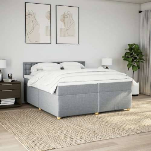 Krevet s oprugama i madracem svjetlosivi 200 x 200cm od tkanine - Svjetlosiva 200 x 200 cm gumbi Cijena